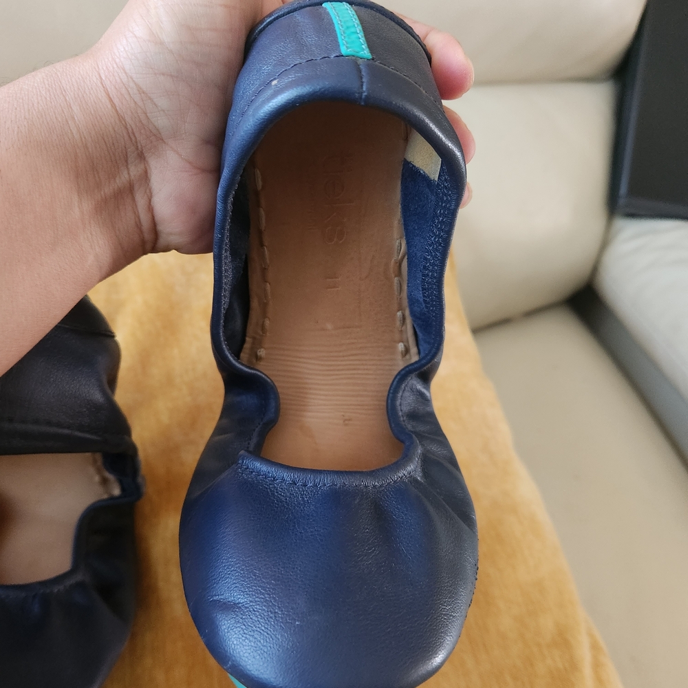 Tieks Navy Blue Flats with Teal Accent